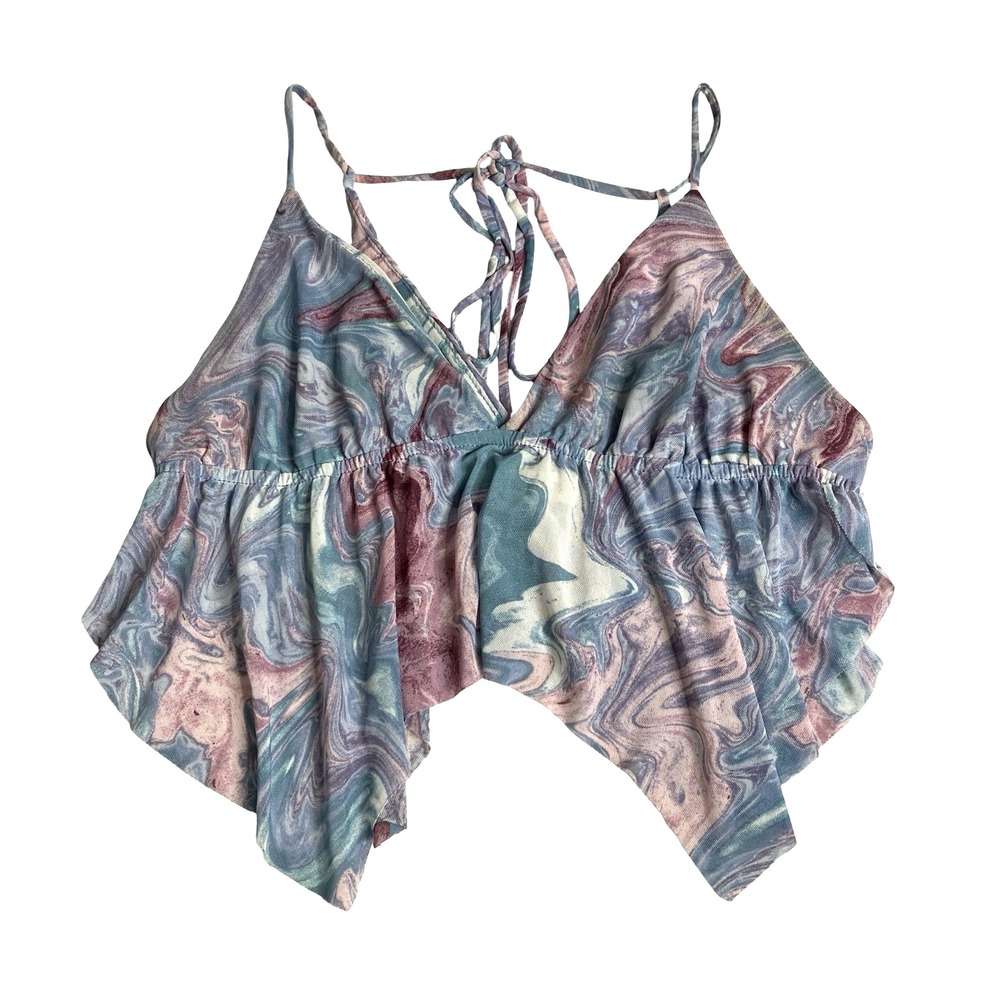 Urban Outfitters‎ Mesh Babydoll Cami Top Womens S Marble Handkerchief Fairy Y2K